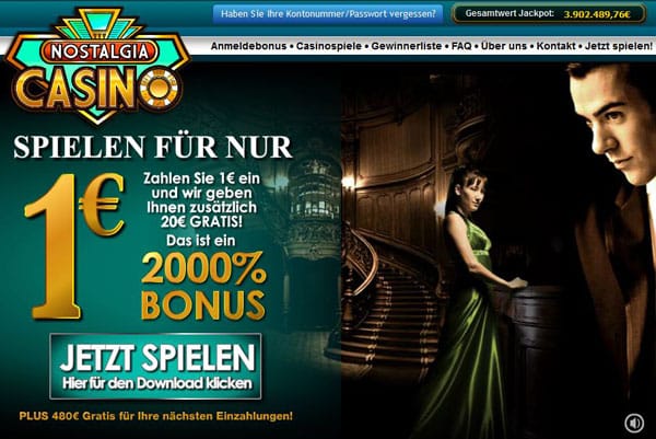 online Casino 1 Euro zahlen und 20 bekommen
